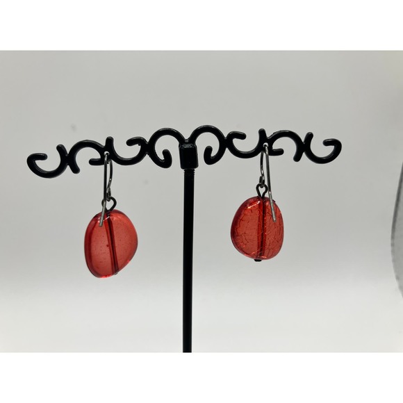 Red Transparent Beaded Gun Metal Gray Chain Necklace & Earrings! - Picture 11 of 14